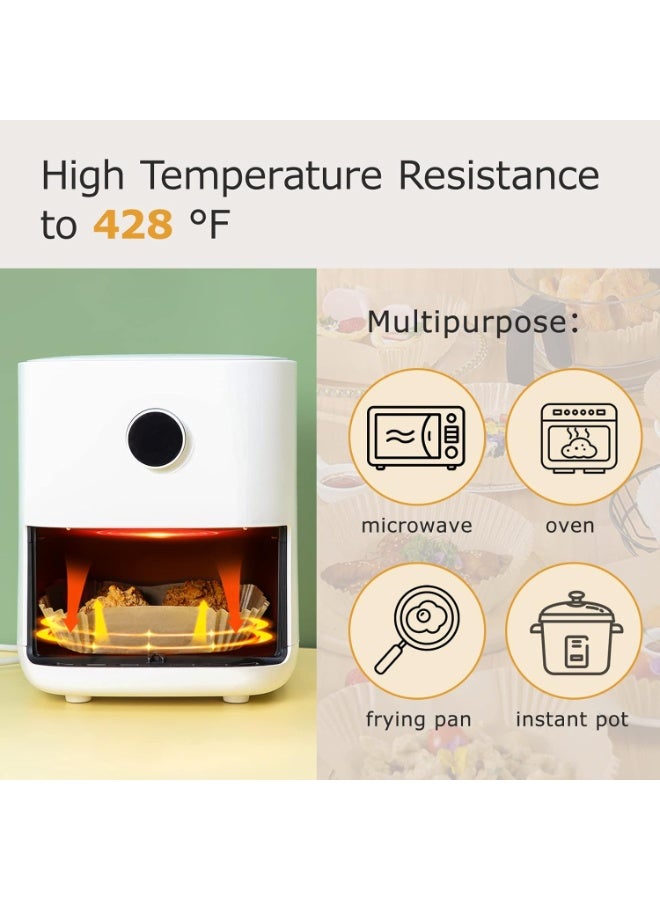 أو 9_أو_ناين بطانات مقلاة هوائية O9 O-Nine , 100 قطعة من ورق البارشمان غير اللاصق مقاوم للماء، آمن للفرن والمايكروويف لتنظيف سهل في الخبز، القلي والتحميص - Image 2